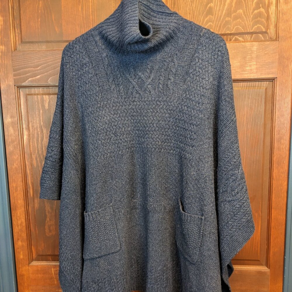 Ralph Lauren Double RL Navy Poncho Sweater
